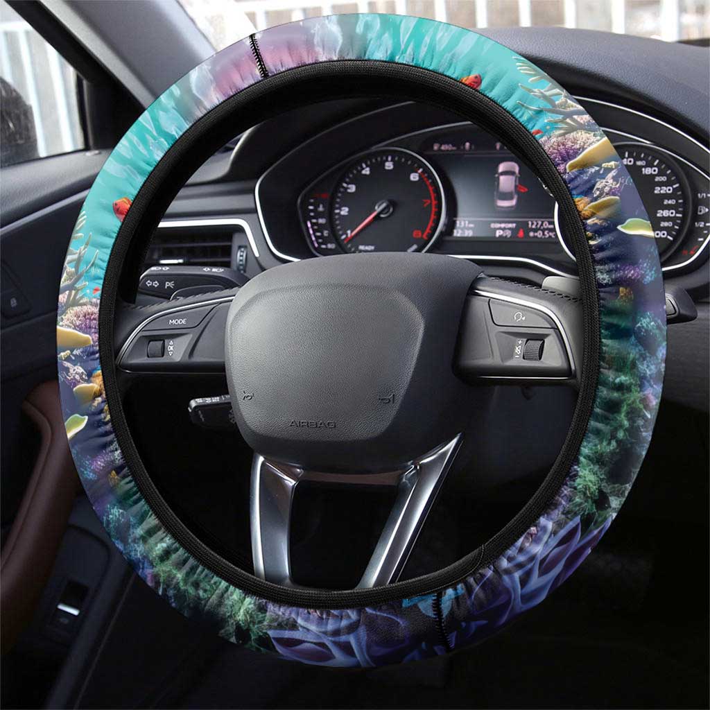 Bonaire Underwater Tropical Corals Reef Steering Wheel Cover With Colorful Sea Fish - Wonder Print Shop