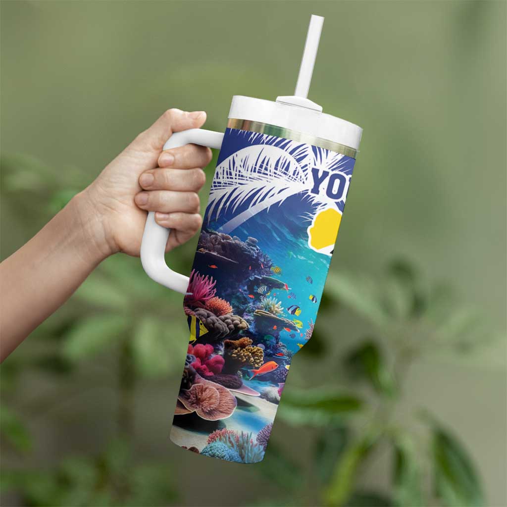 Personalized Bonaire Underwater Tropical Corals Reef Tumbler With Handle With Colorful Sea Fish - Wonder Print Shop