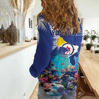 Personalized Bonaire Underwater Tropical Corals Reef Women Casual Shirt With Colorful Sea Fish - Wonder Print Shop