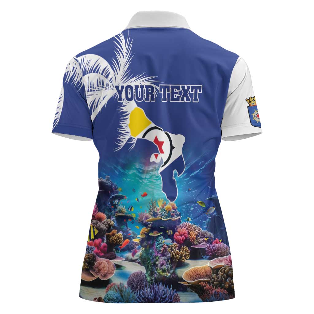 Personalized Bonaire Underwater Tropical Corals Reef Women Polo Shirt With Colorful Sea Fish - Wonder Print Shop
