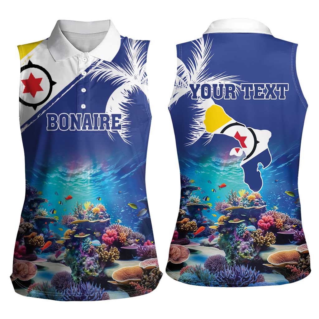 Personalized Bonaire Underwater Tropical Corals Reef Women Sleeveless Polo Shirt With Colorful Sea Fish - Wonder Print Shop