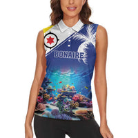 Personalized Bonaire Underwater Tropical Corals Reef Women Sleeveless Polo Shirt With Colorful Sea Fish - Wonder Print Shop