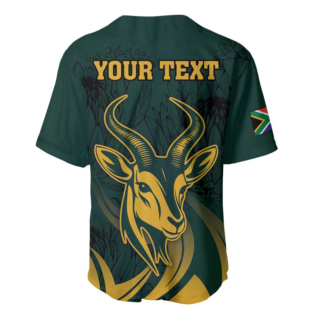 Personalized South Africa Springbok Baseball Jersey With Trendy Protea Flowers Patterns - Wonder Print Shop