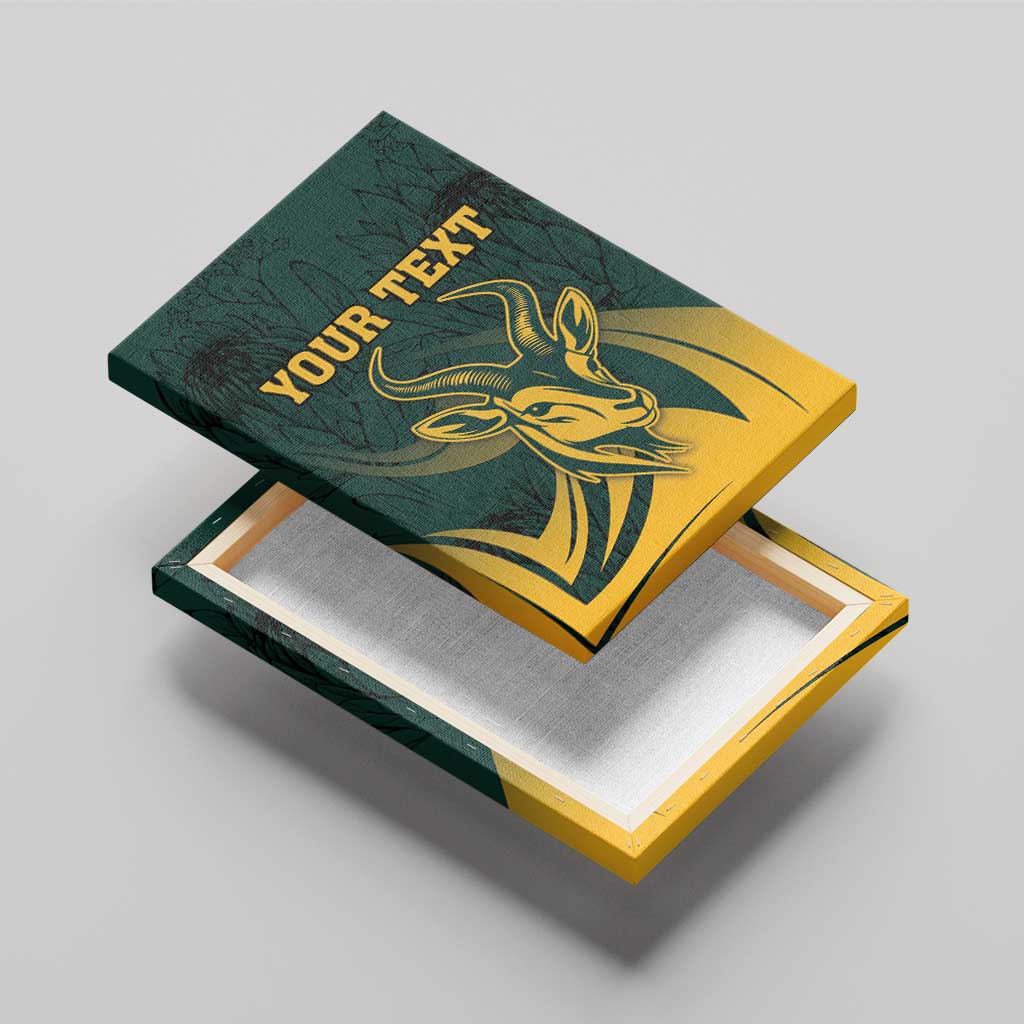 Personalized South Africa Springbok Canvas Wall Art With Trendy Protea Flowers Patterns - Wonder Print Shop