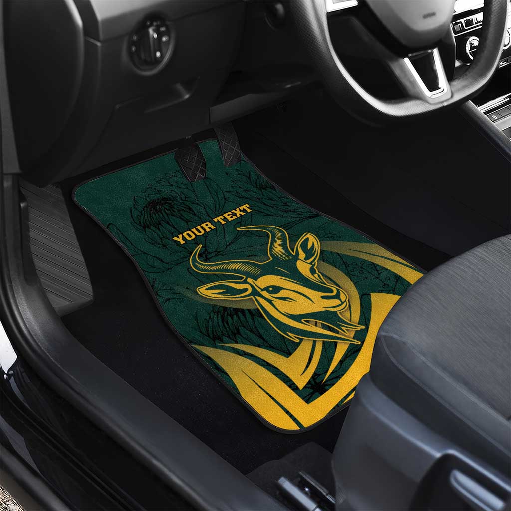 Personalized South Africa Springbok Car Mats With Trendy Protea Flowers Patterns - Wonder Print Shop