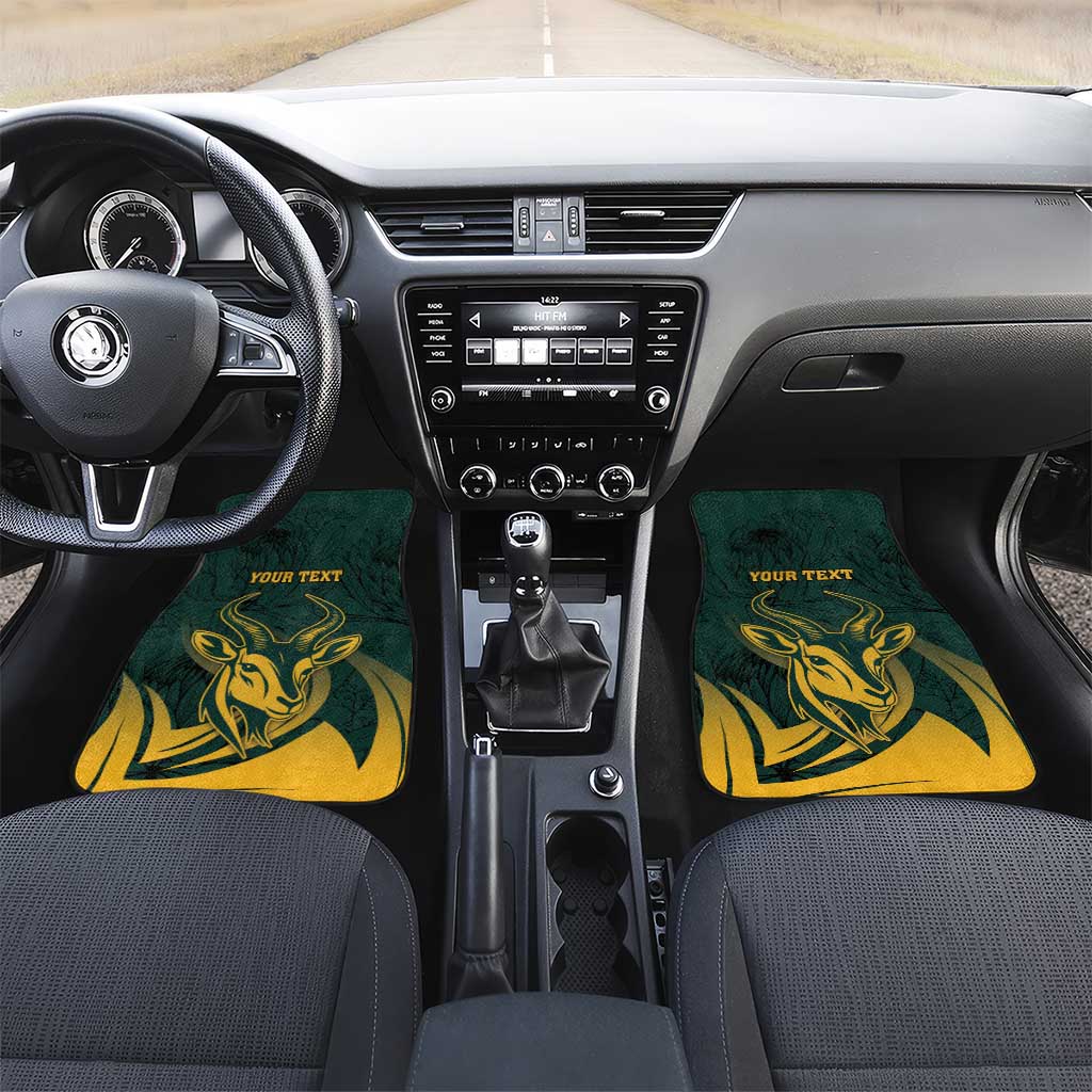 Personalized South Africa Springbok Car Mats With Trendy Protea Flowers Patterns - Wonder Print Shop