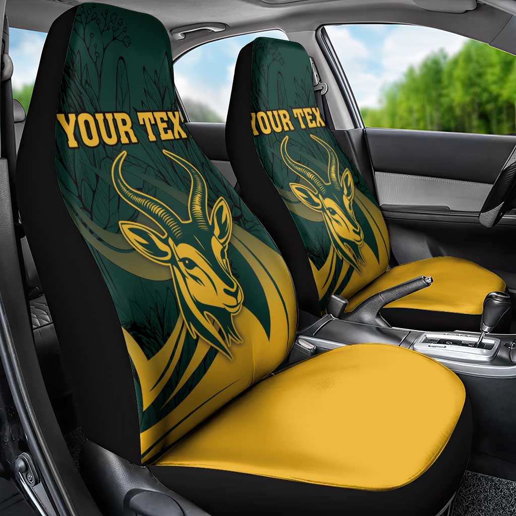 Personalized South Africa Springbok Car Seat Cover With Trendy Protea Flowers Patterns - Wonder Print Shop