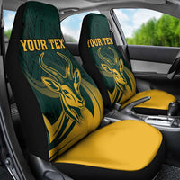 Personalized South Africa Springbok Car Seat Cover With Trendy Protea Flowers Patterns - Wonder Print Shop
