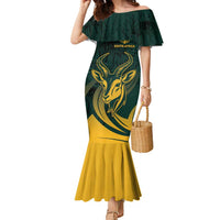 Personalized South Africa Springbok Family Matching Mermaid Dress and Hawaiian Shirt With Trendy Protea Flowers Patterns - Wonder Print Shop