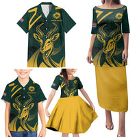 Personalized South Africa Springbok Family Matching Puletasi and Hawaiian Shirt With Trendy Protea Flowers Patterns - Wonder Print Shop