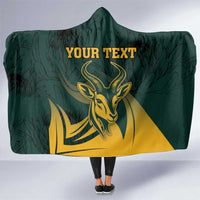 Personalized South Africa Springbok Hooded Blanket With Trendy Protea Flowers Patterns