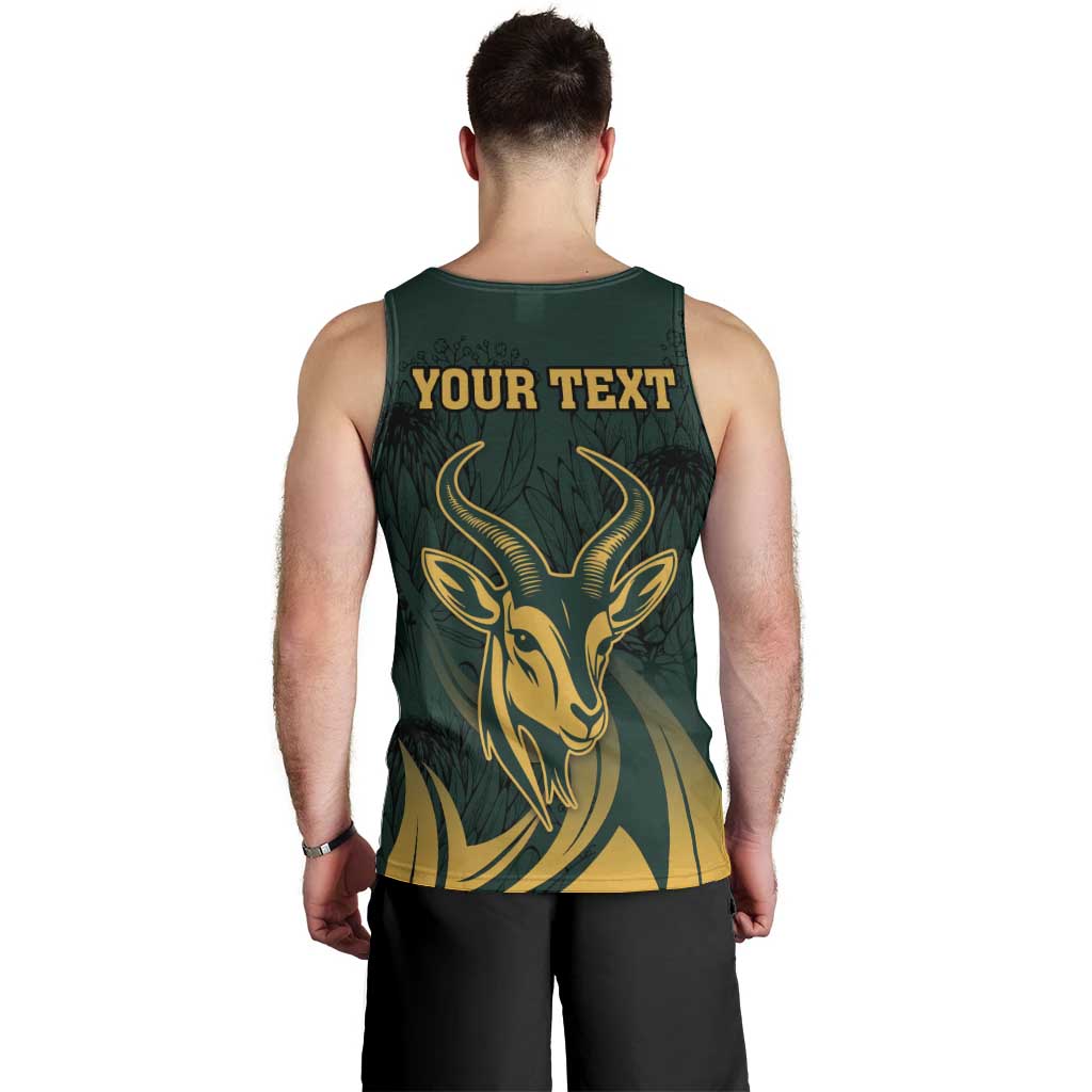 Personalized South Africa Springbok Men Tank Top With Trendy Protea Flowers Patterns - Wonder Print Shop