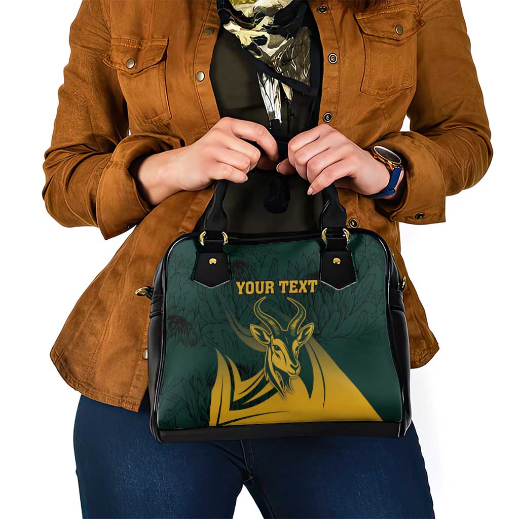 Personalized South Africa Springbok Shoulder Handbag With Trendy Protea Flowers Patterns
