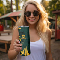 Personalized South Africa Springbok Skinny Tumbler With Trendy Protea Flowers Patterns - Wonder Print Shop