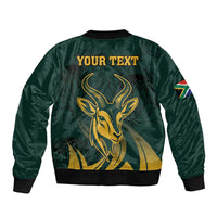 Personalized South Africa Springbok Sleeve Zip Bomber Jacket With Trendy Protea Flowers Patterns - Wonder Print Shop