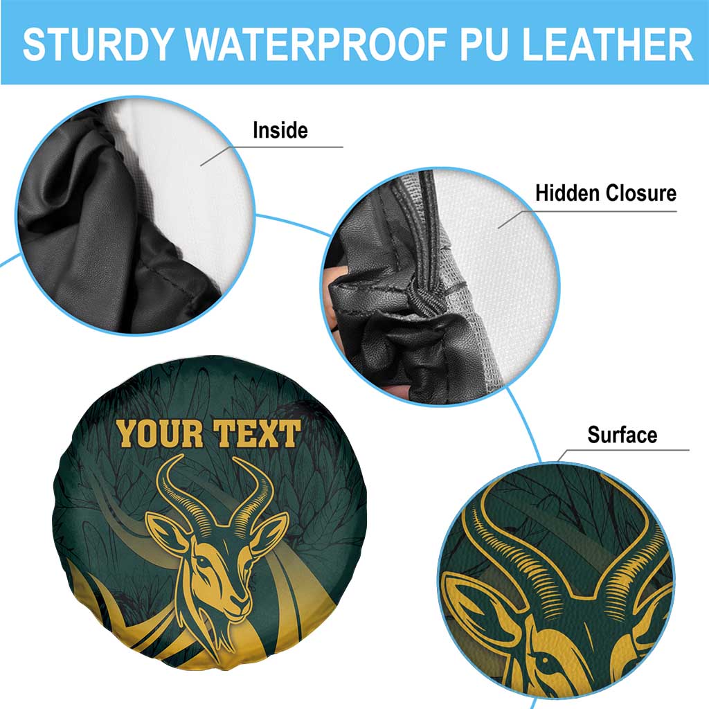 Personalized South Africa Springbok Spare Tire Cover With Trendy Protea Flowers Patterns - Wonder Print Shop