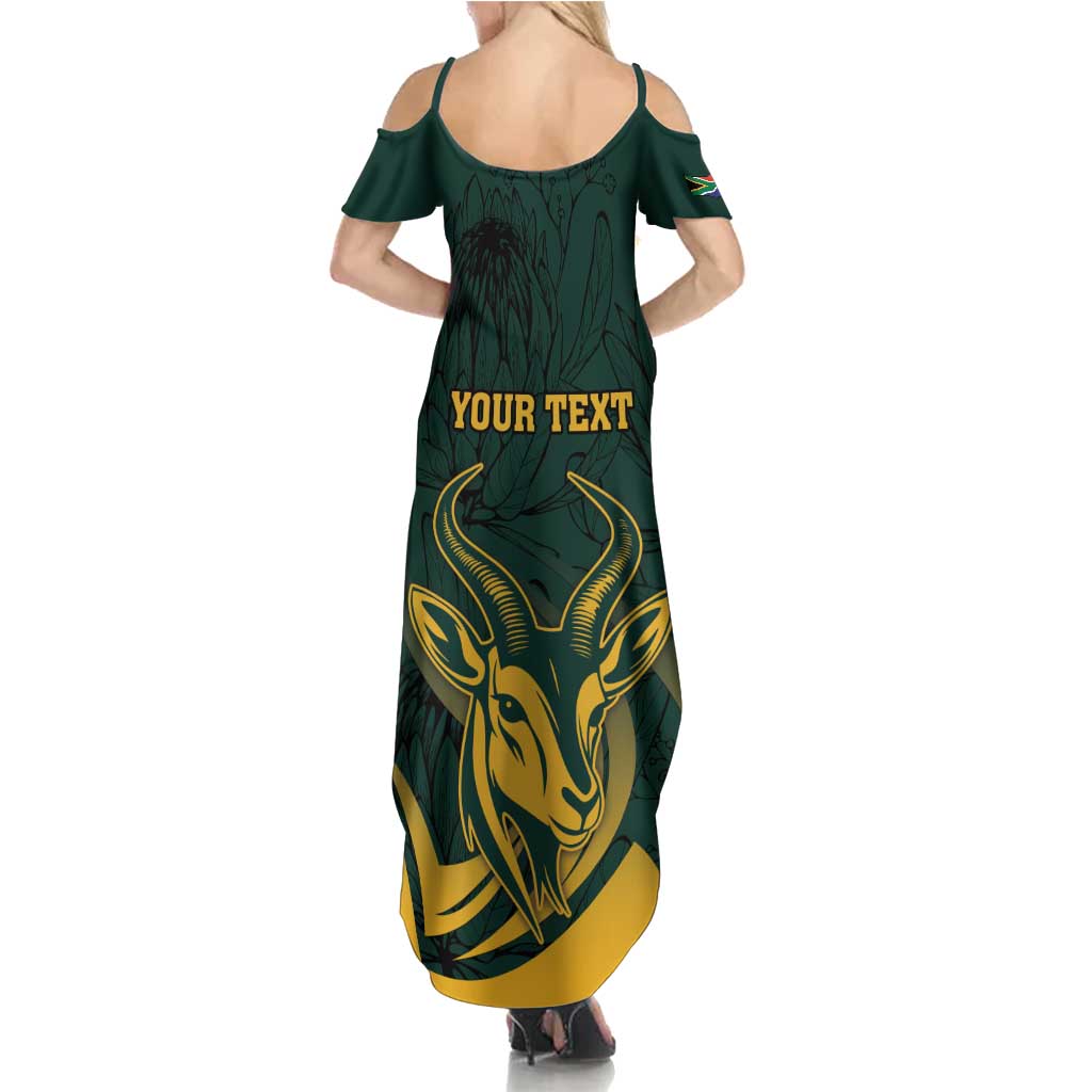 Personalized South Africa Springbok Summer Maxi Dress With Trendy Protea Flowers Patterns - Wonder Print Shop