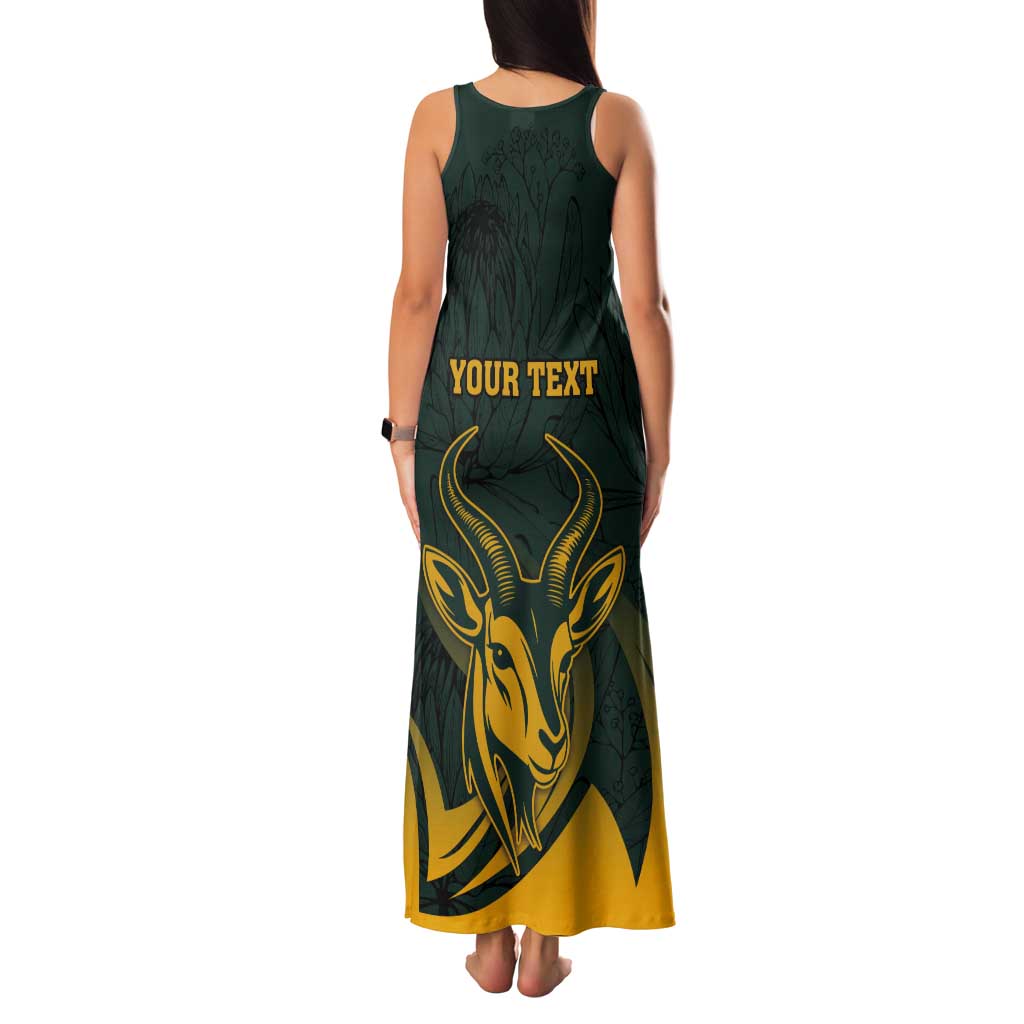 Personalized South Africa Springbok Tank Maxi Dress With Trendy Protea Flowers Patterns - Wonder Print Shop