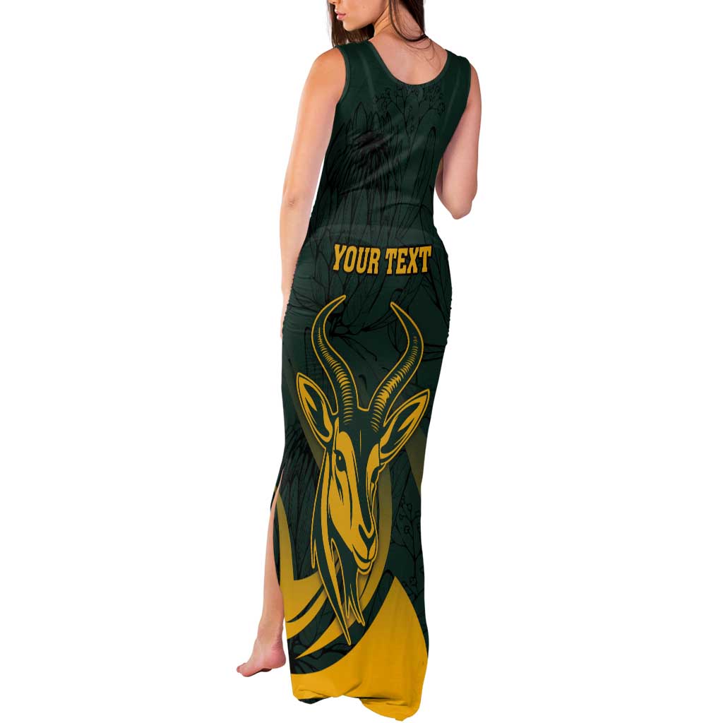 Personalized South Africa Springbok Tank Maxi Dress With Trendy Protea Flowers Patterns - Wonder Print Shop