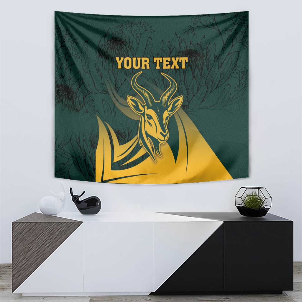 Personalized South Africa Springbok Tapestry With Trendy Protea Flowers Patterns - Wonder Print Shop