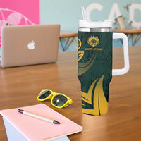 Personalized South Africa Springbok Tumbler With Handle With Trendy Protea Flowers Patterns - Wonder Print Shop