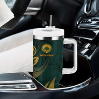 Personalized South Africa Springbok Tumbler With Handle With Trendy Protea Flowers Patterns - Wonder Print Shop