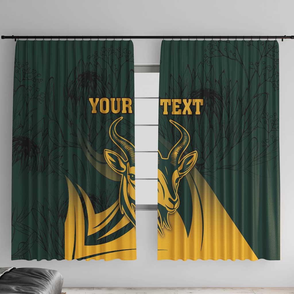 Personalized South Africa Springbok Window Curtain With Trendy Protea Flowers Patterns - Wonder Print Shop