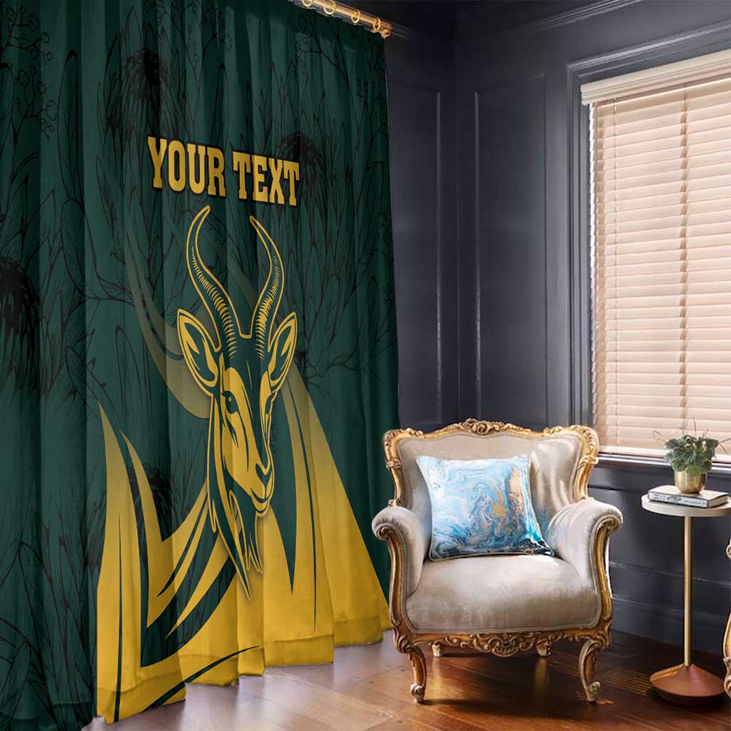 Personalized South Africa Springbok Window Curtain With Trendy Protea Flowers Patterns - Wonder Print Shop