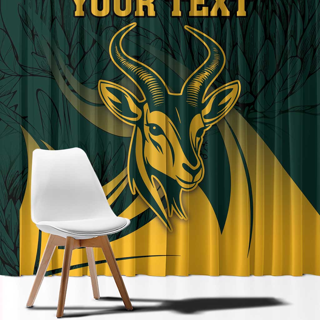 Personalized South Africa Springbok Window Curtain With Trendy Protea Flowers Patterns - Wonder Print Shop