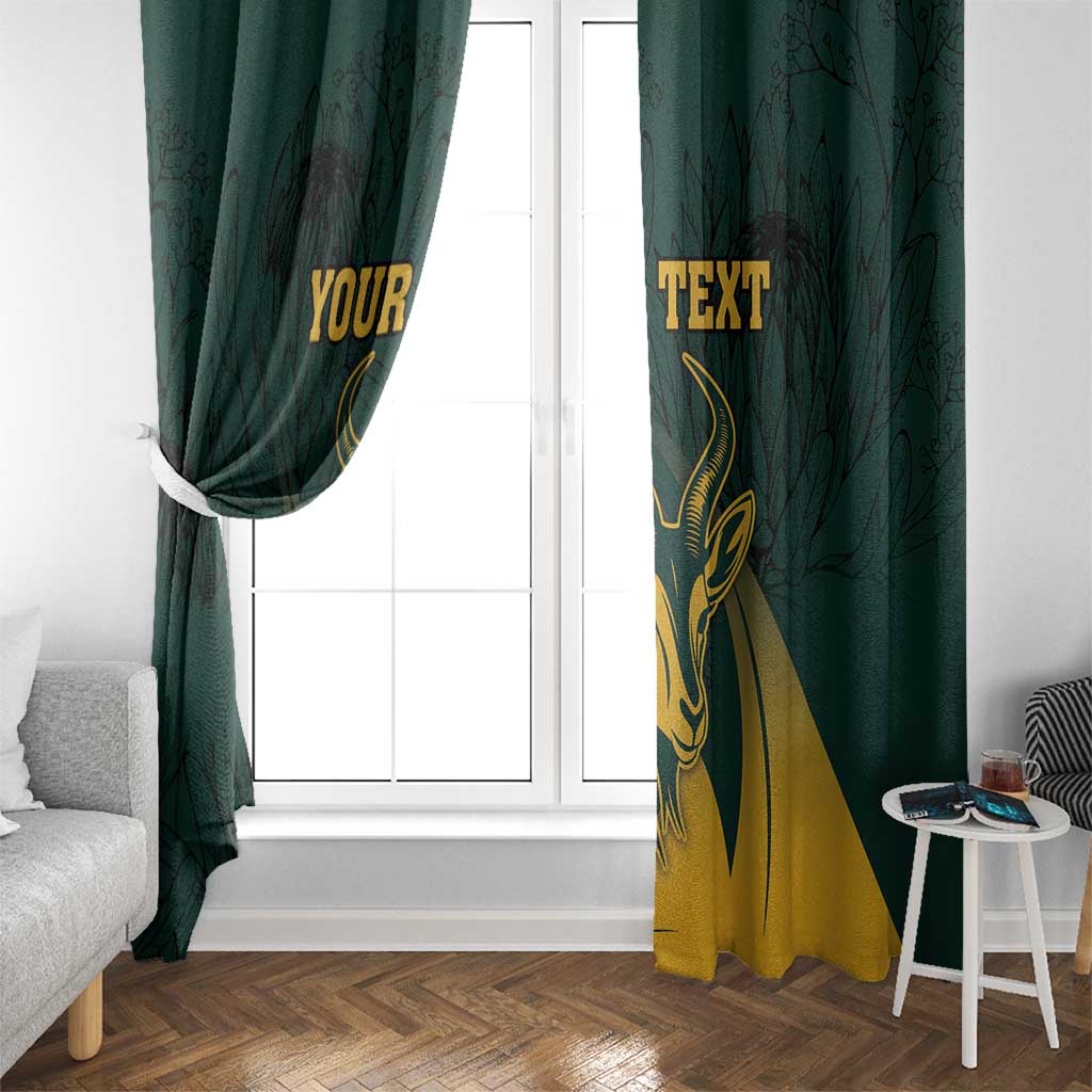 Personalized South Africa Springbok Window Curtain With Trendy Protea Flowers Patterns - Wonder Print Shop