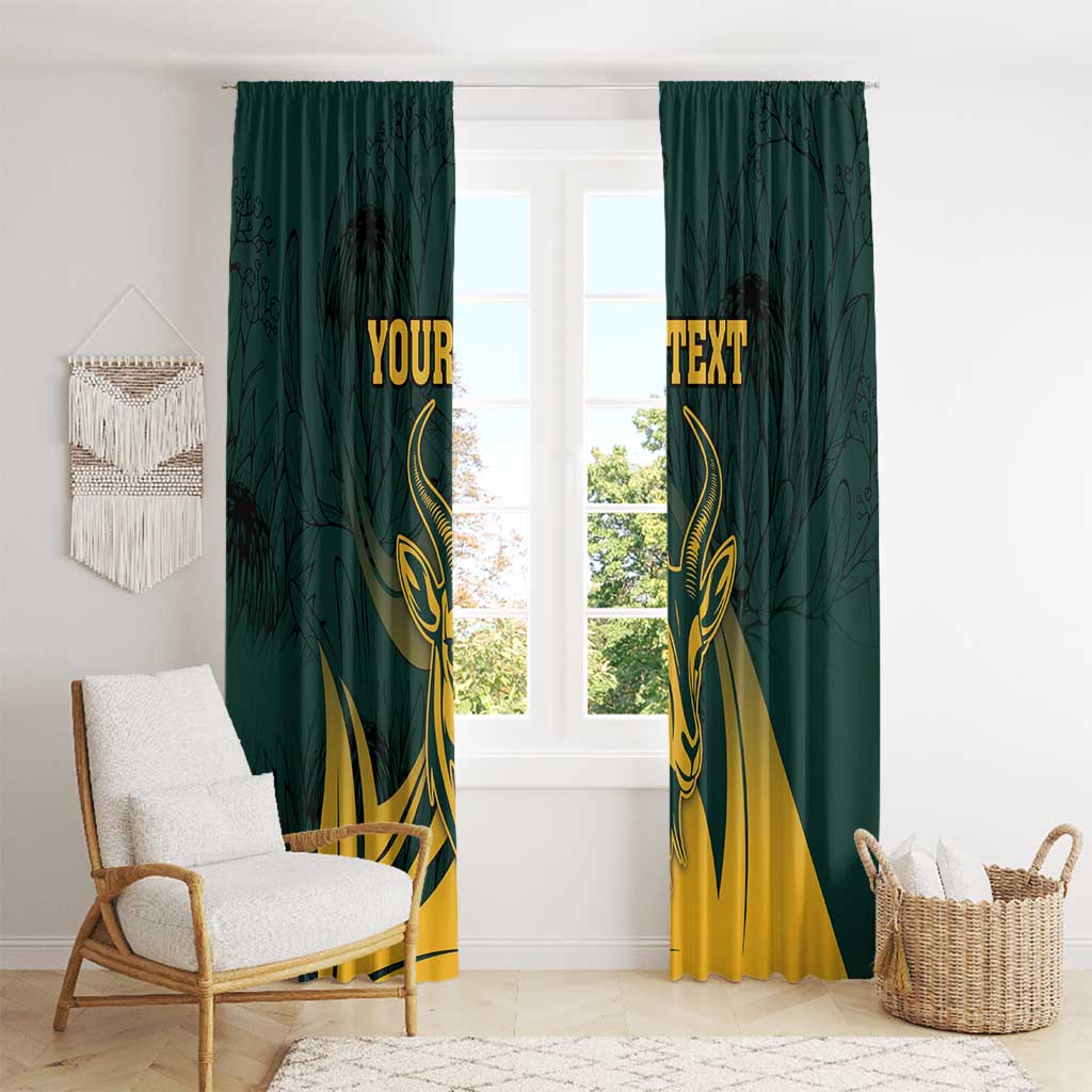 Personalized South Africa Springbok Window Curtain With Trendy Protea Flowers Patterns - Wonder Print Shop