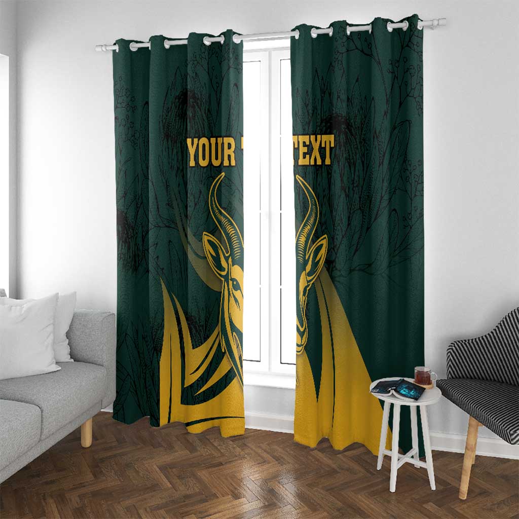 Personalized South Africa Springbok Window Curtain With Trendy Protea Flowers Patterns - Wonder Print Shop