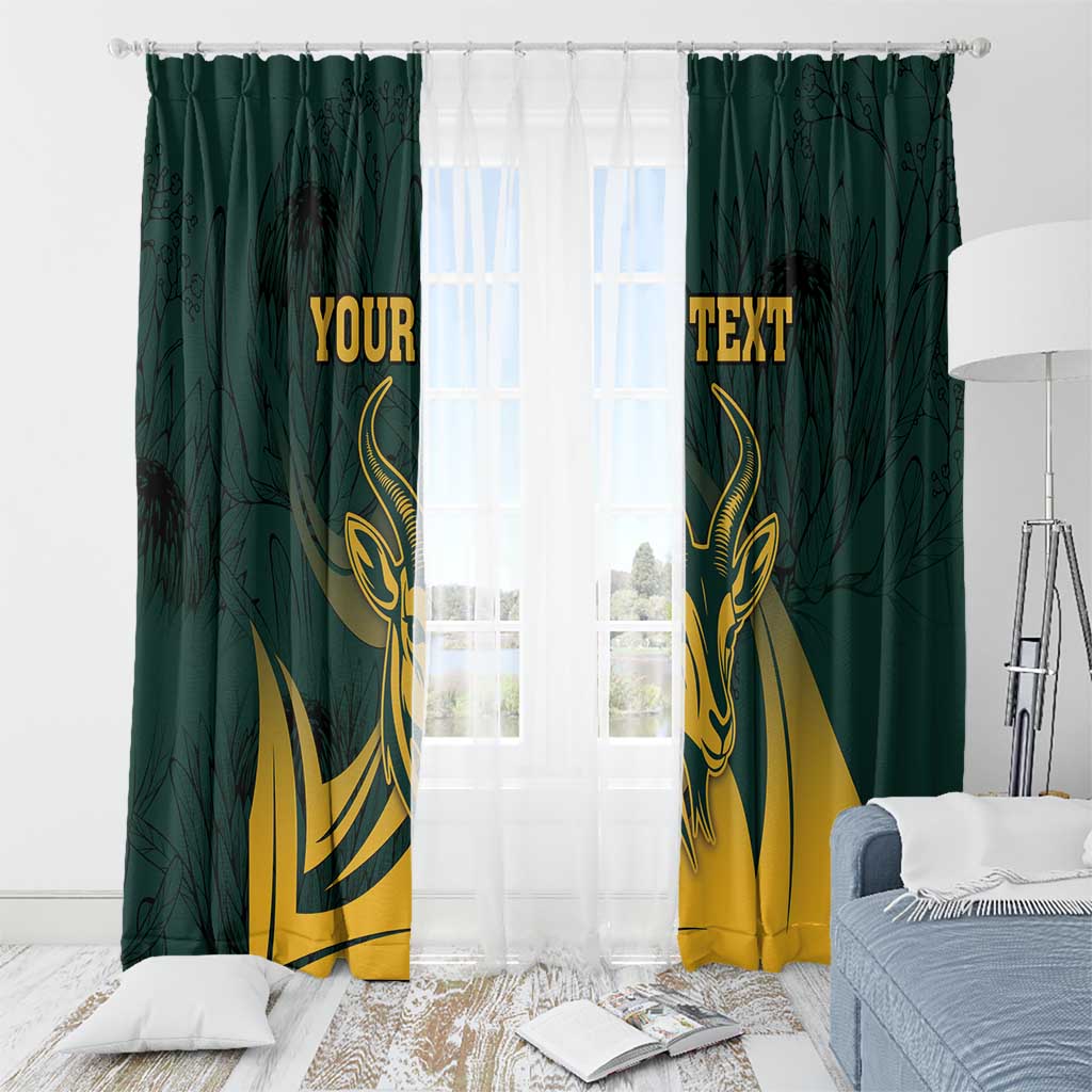 Personalized South Africa Springbok Window Curtain With Trendy Protea Flowers Patterns - Wonder Print Shop