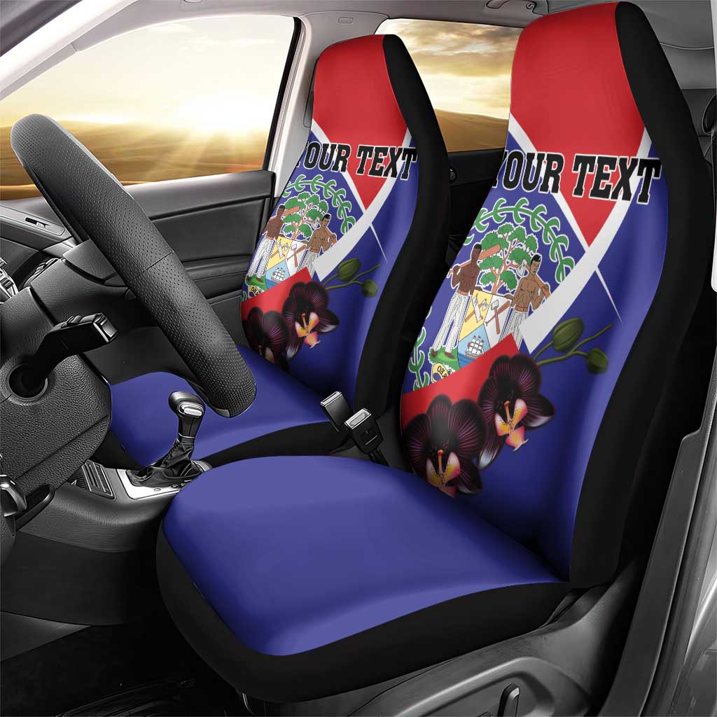 Personalized Belize Coat Of Arms Car Seat Cover With Black Orchid Flowers - Wonder Print Shop
