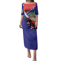 Personalized Belize Coat Of Arms Family Matching Puletasi and Hawaiian Shirt With Black Orchid Flowers - Wonder Print Shop