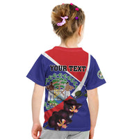 Personalized Belize Coat Of Arms Kid T Shirt With Black Orchid Flowers - Wonder Print Shop