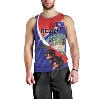 Personalized Belize Coat Of Arms Men Tank Top With Black Orchid Flowers - Wonder Print Shop