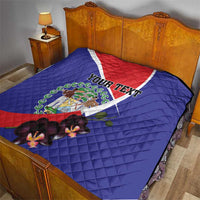 Personalized Belize Coat Of Arms Quilt With Black Orchid Flowers - Wonder Print Shop