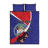 Personalized Belize Coat Of Arms Quilt Bed Set With Black Orchid Flowers - Wonder Print Shop
