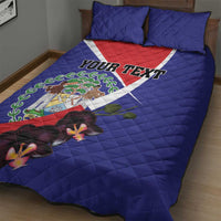 Personalized Belize Coat Of Arms Quilt Bed Set With Black Orchid Flowers - Wonder Print Shop