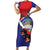 Personalized Belize Coat Of Arms Short Sleeve Bodycon Dress With Black Orchid Flowers - Wonder Print Shop