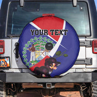 Personalized Belize Coat Of Arms Spare Tire Cover With Black Orchid Flowers - Wonder Print Shop