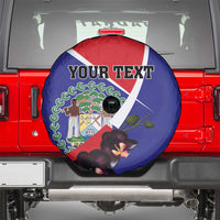 Personalized Belize Coat Of Arms Spare Tire Cover With Black Orchid Flowers - Wonder Print Shop
