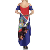 Personalized Belize Coat Of Arms Summer Maxi Dress With Black Orchid Flowers - Wonder Print Shop