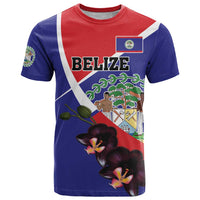Personalized Belize Coat Of Arms T Shirt With Black Orchid Flowers - Wonder Print Shop