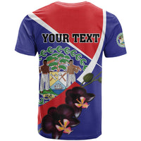 Personalized Belize Coat Of Arms T Shirt With Black Orchid Flowers - Wonder Print Shop