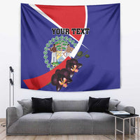 Personalized Belize Coat Of Arms Tapestry With Black Orchid Flowers - Wonder Print Shop