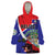 Personalized Belize Coat Of Arms Wearable Blanket Hoodie With Black Orchid Flowers - Wonder Print Shop