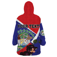 Personalized Belize Coat Of Arms Wearable Blanket Hoodie With Black Orchid Flowers - Wonder Print Shop