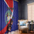 Personalized Belize Coat Of Arms Window Curtain With Black Orchid Flowers - Wonder Print Shop